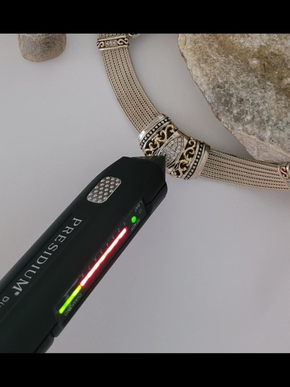 925 Multi-Strand Woven Choker Necklace with Ornate Diamond And 14k Centerpiece - Picture 4 of 11